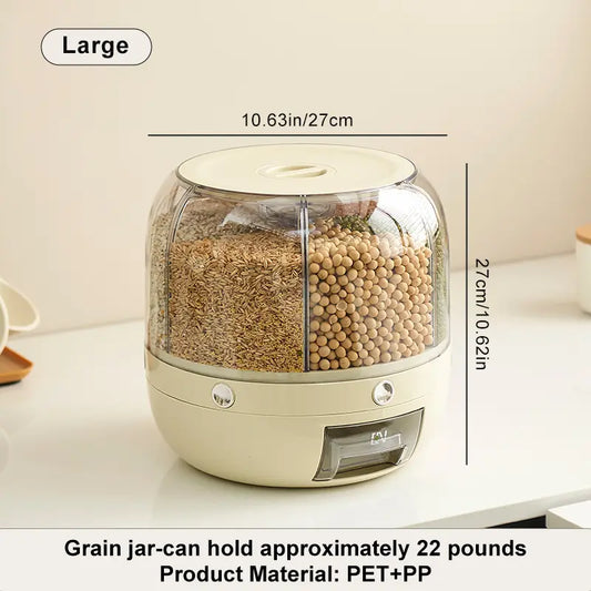 360° Rotating 6-Compartment Grain & Rice Dispenser 🌾✨
